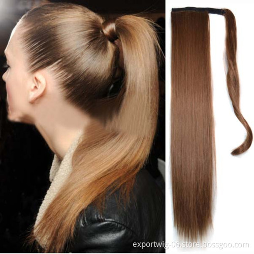 Synthetic Long Straight Ponytail Extension Natural Hairpiece Headwear Wrap Around Ponytail Clip in Hair Extensions